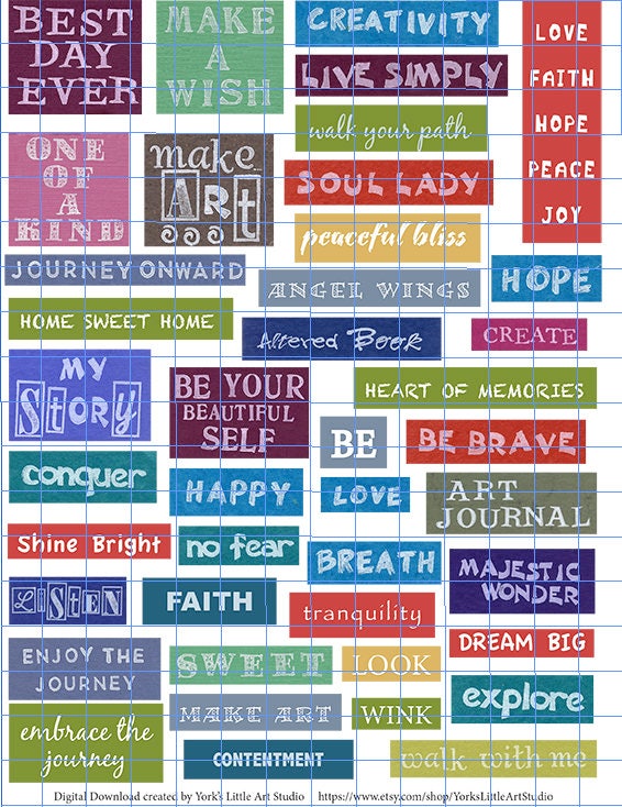 Digital Download of 4 Pages Full of White Words on Colored - Etsy