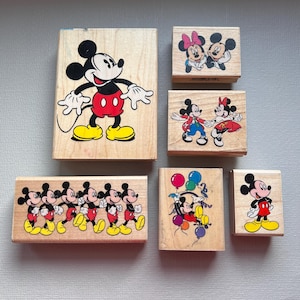 Vintage Rubber Stamp Mickey Mouse and Minnie Wood Mounted Stamps from Rubber Stampede