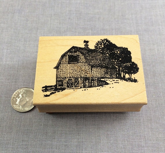 Large or Small Barn Rubber Stamp Etsy