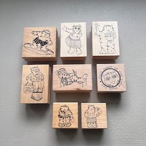 Cat Rubber Stamps Feline Wood Mounted Rubber Stamps