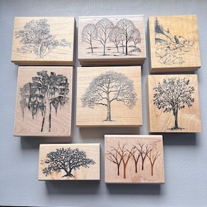 Vintage Rubber Stamp Large Trees Wood Mounted Stamp Rubber Stamps