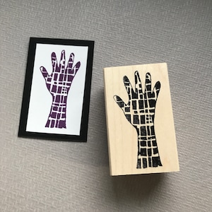 Hand Pattern Wood Mounted Rubber Stamp