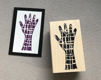 Hand Pattern Wood Mounted Rubber Stamp