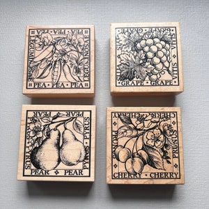 Tampon en caoutchouc monté sur bois PSX vintage Choisissez vos fruits ou légumes