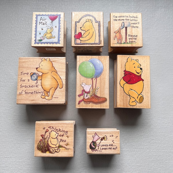 Vintage Rubber Stamp Rare Disney Winnie the Pooh and Piglet from All Night Media