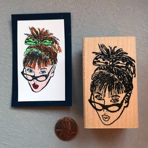 Sassy Sally Lady Face Rubber Stamp