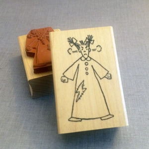Rubber Stamp Little Lady Steaming Mad Wood Mount Stamp