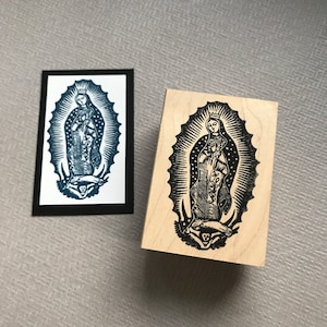 Tampon en caoutchouc sur bois Dame de Guadalupe