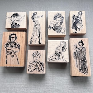 Rubber Stamp Vintage Performers Lady Wood Mounted Stamps