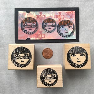 Wonder, Mail Art and Circle Lady Rubber Stamp
