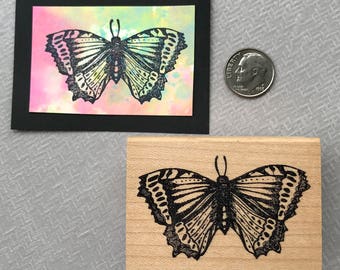 Collage Butterfly Wood Mounted Rubber Stamp