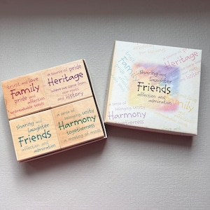 Vintage Hero Arts Rubber Stamp 4 Words Share Your Love Family Heart Wood Mounted Rubber Stamp Set