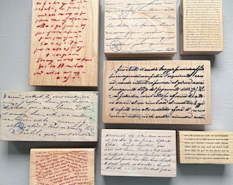 Vintage Rubber Stamp Script Writing Background Stamps