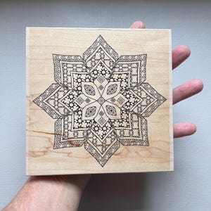 Vintage Large Mandala Flower Pattern Wood Mounted Rubber Stamp from Outlines Rubber Stamps