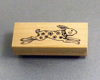 Folk Art Rabbit Rubber Stamp