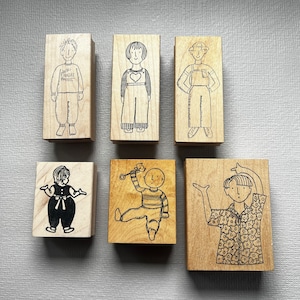 Vintage Rubber Stamp Pick Your RubberMoon Person Wood Mounted Stamps