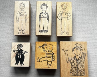 Vintage Rubber Stamp Pick Your RubberMoon Person Wood Mounted Stamps