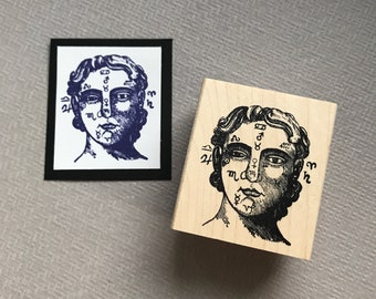 Face Steampunk Collage Rubber Stamp
