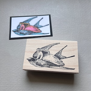 Lady Flying on a Bird Large or Small Rubber Stamp, Wood Mounted Stamp from Wendy York