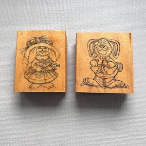 Vintage Rubber Stamp Rabbit Couple Set From Art Impressions Stamp