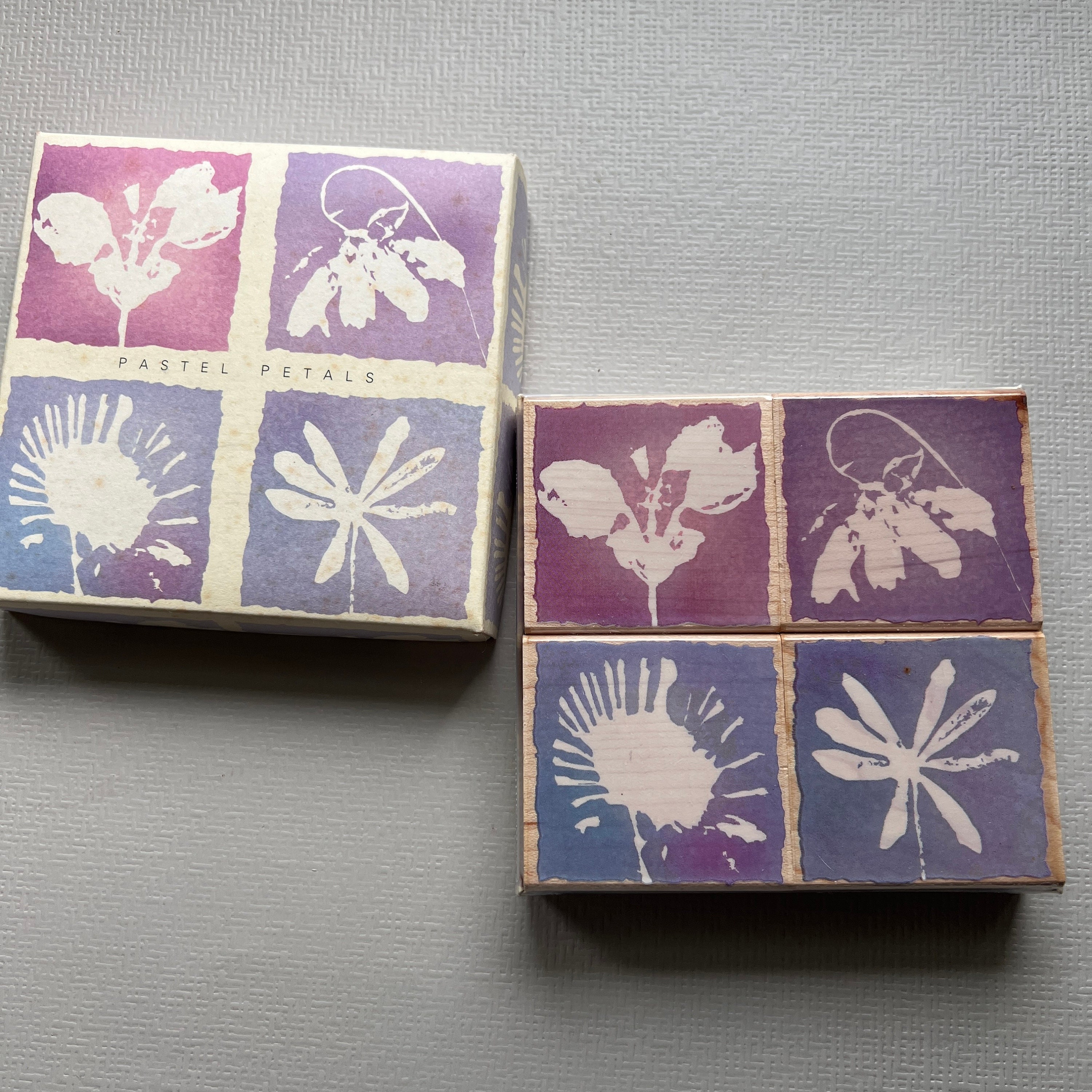 Vintage Hero Arts Rubber Stamp 4 Watercolor Flowers Poetic Prints Wood ...