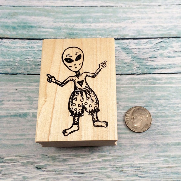 Alien Cool Guy Rubber Stamp