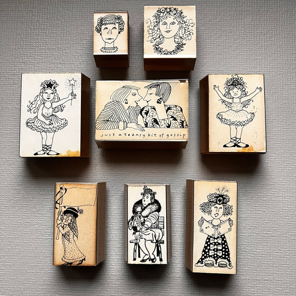 Rare Girl Power Rubber Stamps Vintage from Quarter Moon and the 1980's