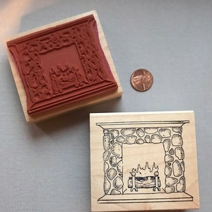 Fireplace Rubber Stamp