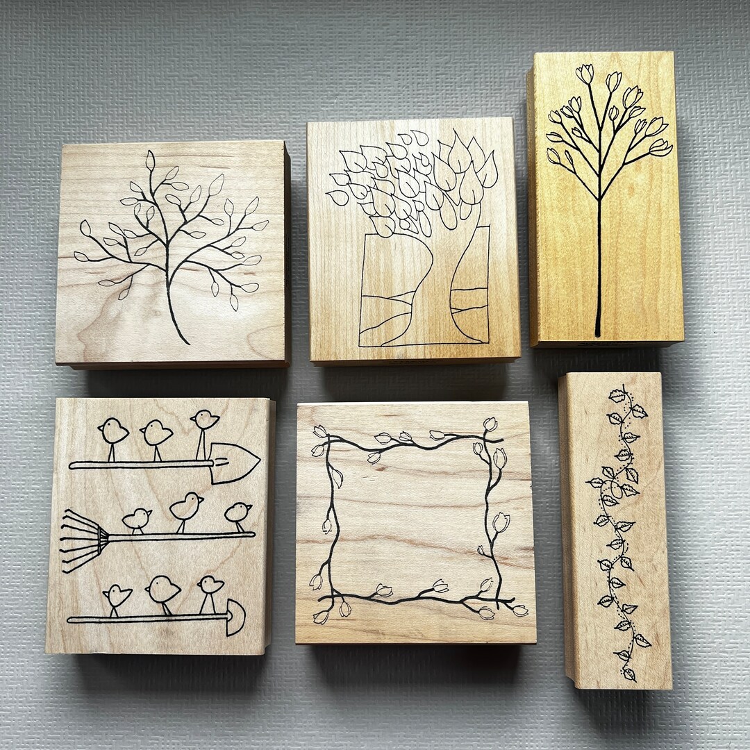 Rustic Stamps Vintage Rubber Stamp Rubbermoon Nature Wood Mounted Stamps - Etsy