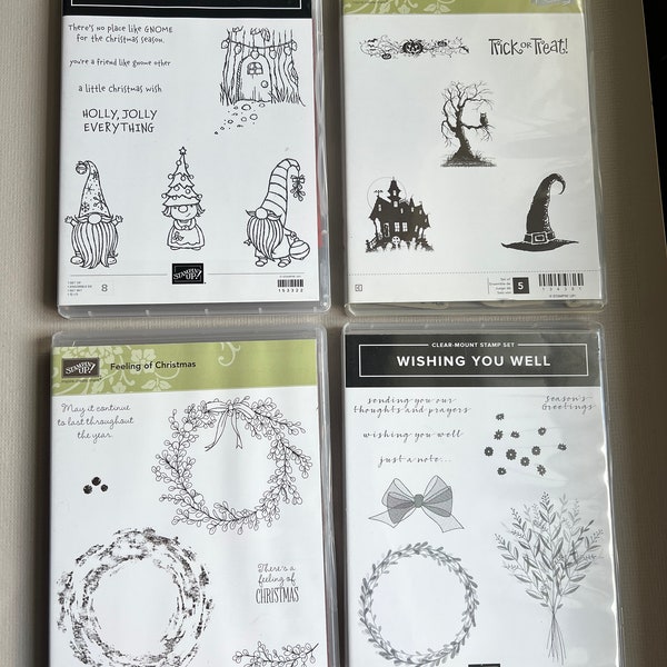 Rubber Stamp Stampin Up Halloween, Christmas and Get Well Cling Stamp Sets