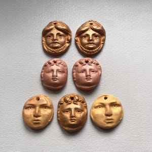 Polymer Clay Cabochons Molded Art doll Faces with Hole in Top