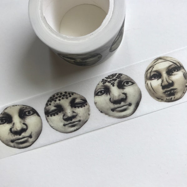 Washi Tape 30 mm Original Black and White Clay Face Design