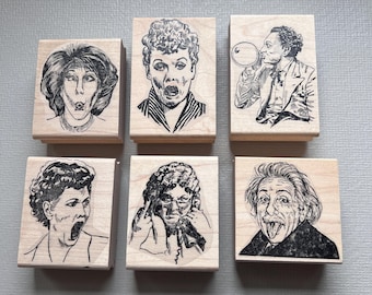 Rubber Stamp Pick Your Famous and Funny People Wood Mounted Rubber Stamps