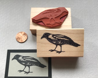 Black Bird Collage Rubber Stamp