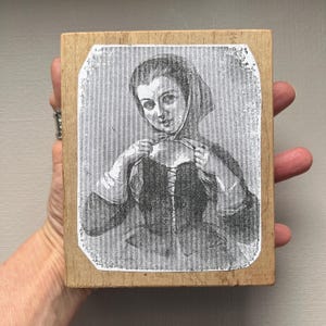 Vintage Rubber Stamp Country Lady Wood Mounted Rubber Stamp