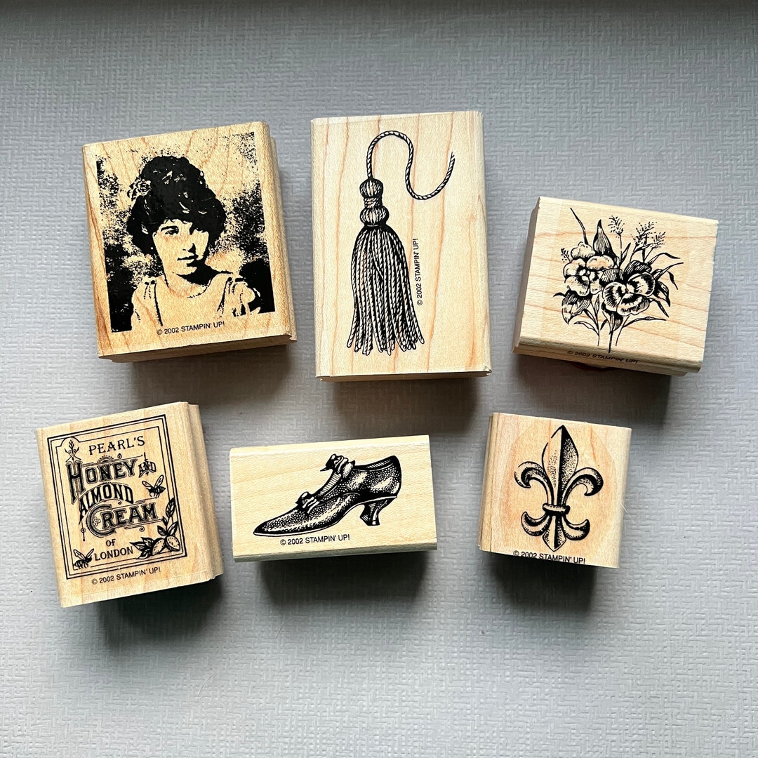 Vintage Rubber Stamp Five Victorian Wood Mounted Stamp Set From Stampin