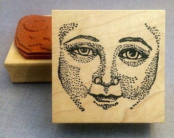 Lady Face Rubber Stamp