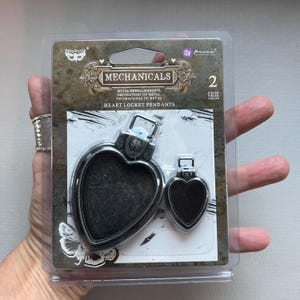 Metal Heart Locket Trinket Large and Small Set Craft Supply Embellishment by Finnabair