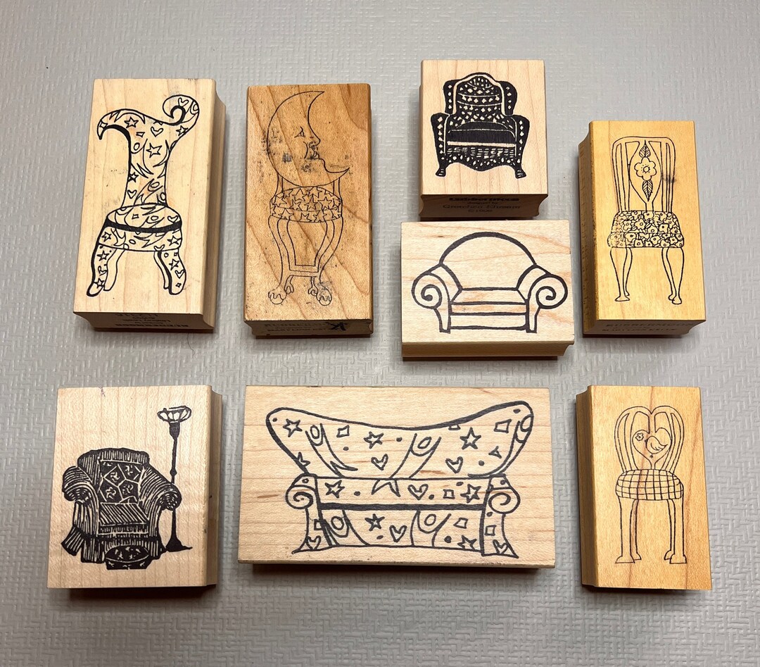 Vintage Rubber Stamp Rubbermoon Furniture Wood Mounted Stamps Etsy
