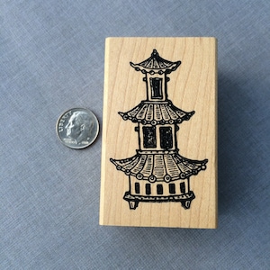 Asian Pagoda Panel Rubber Stamp