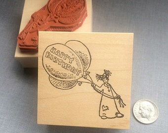 Happy Birthday Balloon Rubber Stamp