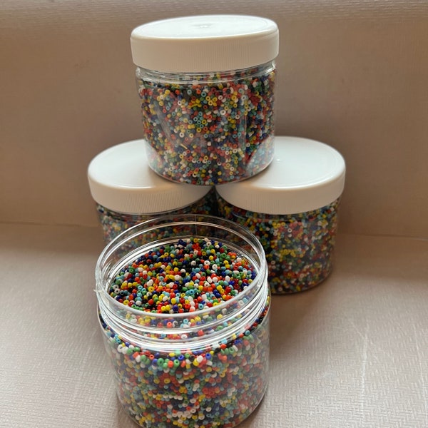 Craft Supply 1 Jar of Multi Colored Seed Beads