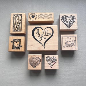 Rubber Stamps Vintage Hearts and Love Valentine&#39;s Day Love Wood Mounted Stamps