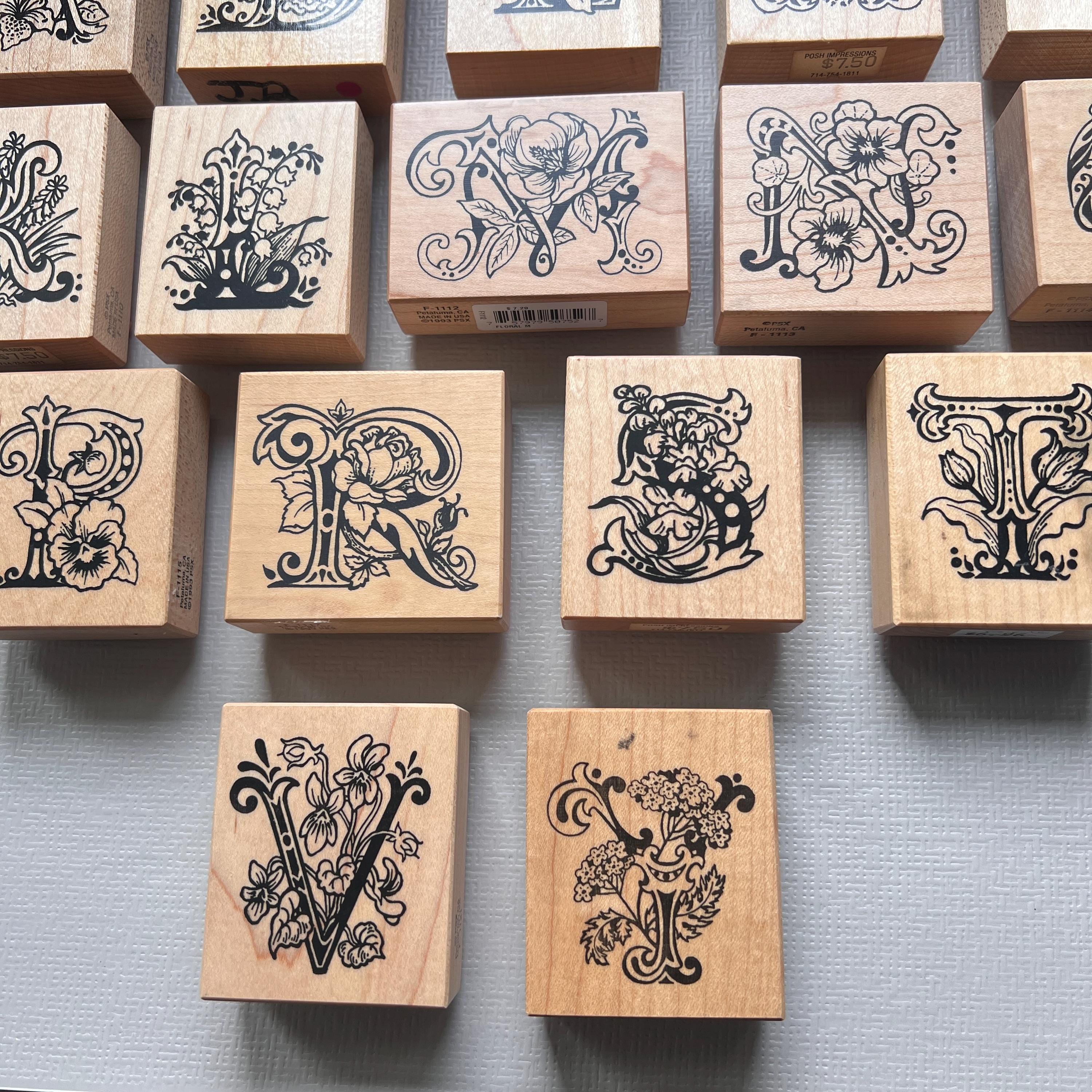 Vintage PSX Decorative Botanical Initials Letters Alphabet Wood