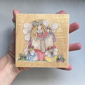 Vintage Stamps Happen Appleblossom&#39;s Fairy Gardening School Wood Mounted Rubber Stamp