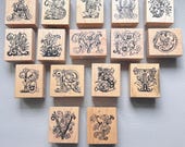 Vintage PSX Decorative Botanical Initials Letters Alphabet Wood