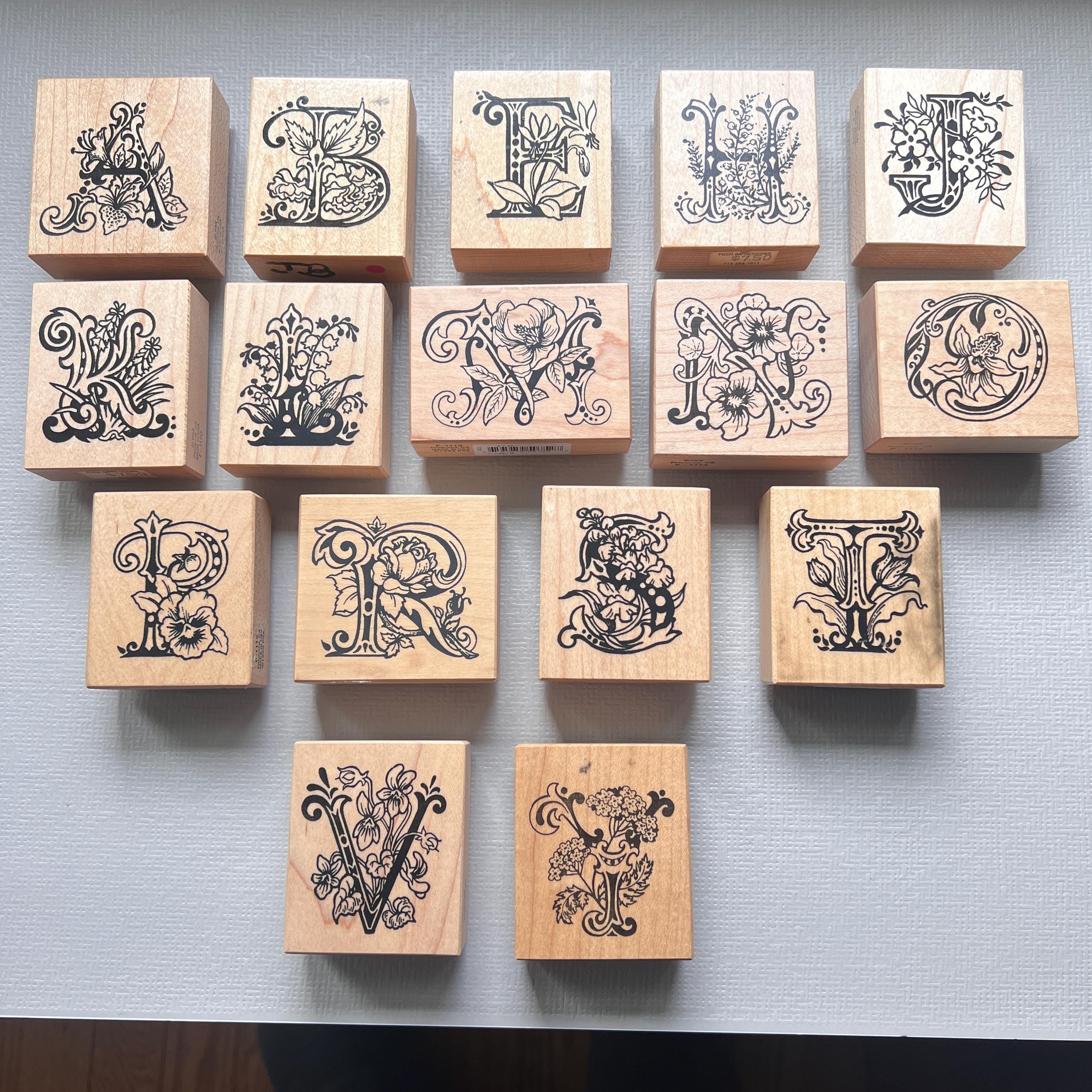 Vintage PSX Decorative Botanical Initials Letters Alphabet Wood
