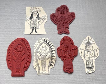 Vintage Unmounted One of Three Artdoll Collage Rubber Stamps from Lost Coast Designs