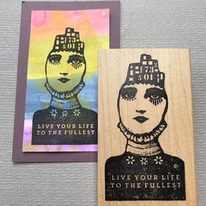 Mystery Collage Lady Life Rubber Stamp, Wood Mounted, Unmounted, Cling Stamp