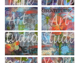 Digital Download ATC Painted Textured Backgrounds 2 Pages Decoupage Scrapbook tag print 2 sheets